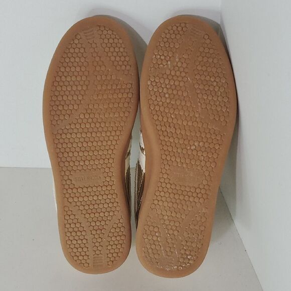 Steve Madden Madrid Metallic Gold Sneakers Gum Sole Size 5.5 - Picture 10 of 11
